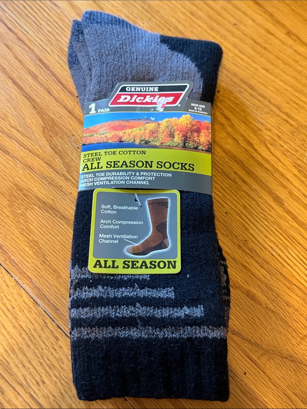 Dickies Black and Gray All Season Steel Toe Cotton Crew Socks